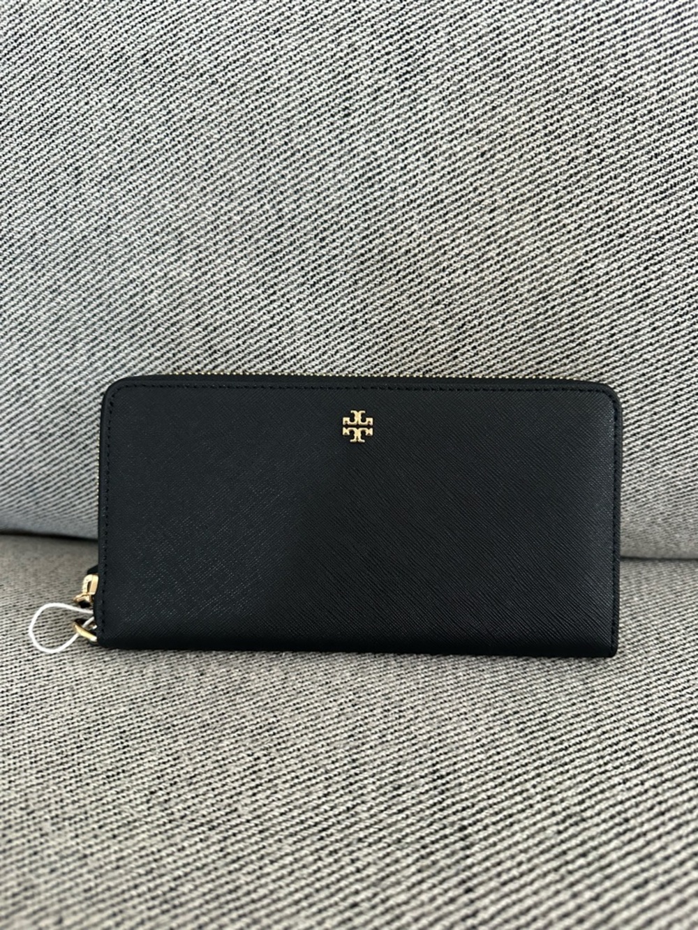 NWT Tory Burch Emerson Wristlet Zip Continental Wallet In Black 162752